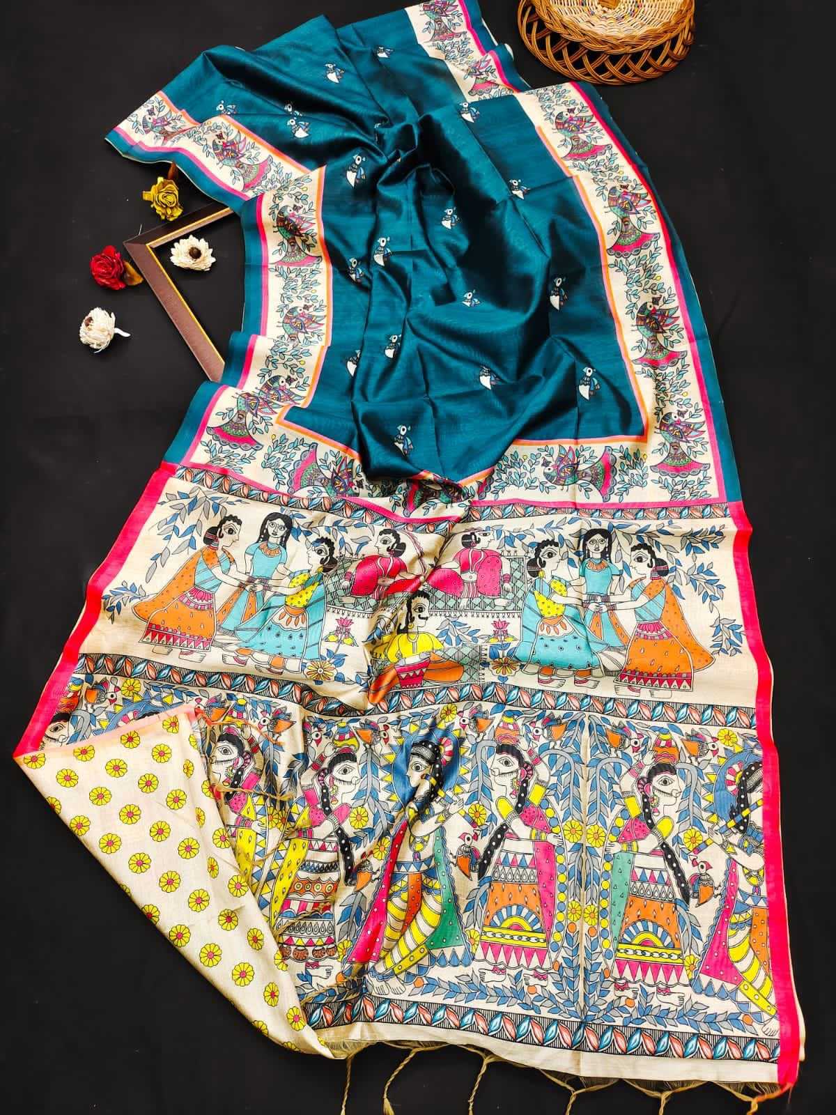 YNF TUSSAR SILK RWS MADHUBANI WHOLESALE SAREES MANUFACTURER