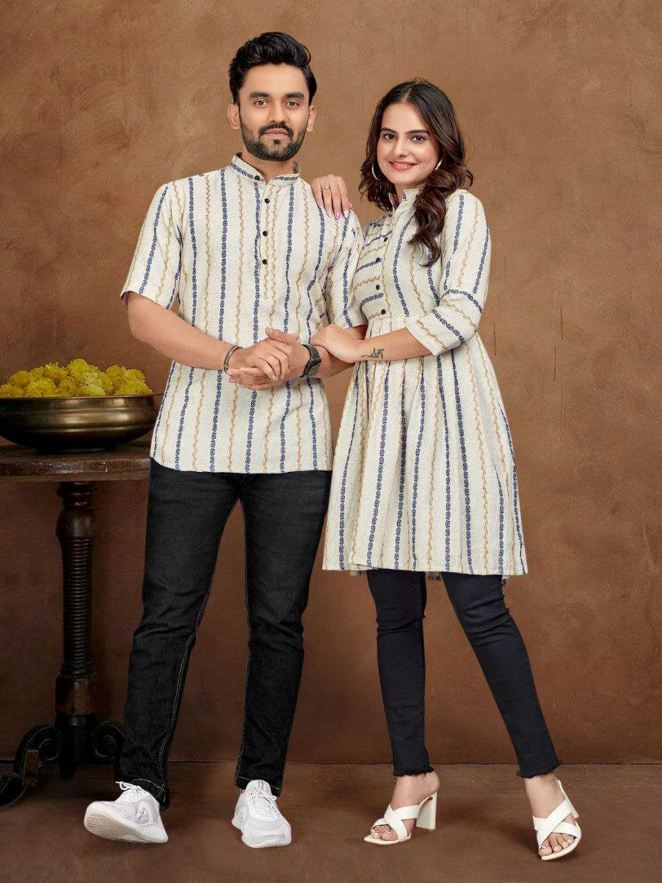 YNF COTTON SNX 01 COUPLE WEAR WHOLESALE MENS KURTA & FEMALE TUNIC MANUFACTURER 