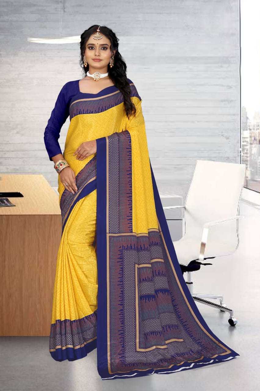 YNF ITALIAN CRAPE SAG UNIFORM-C SAREES WHOLESALE UNIFORM SAREES MANUFACTURER     