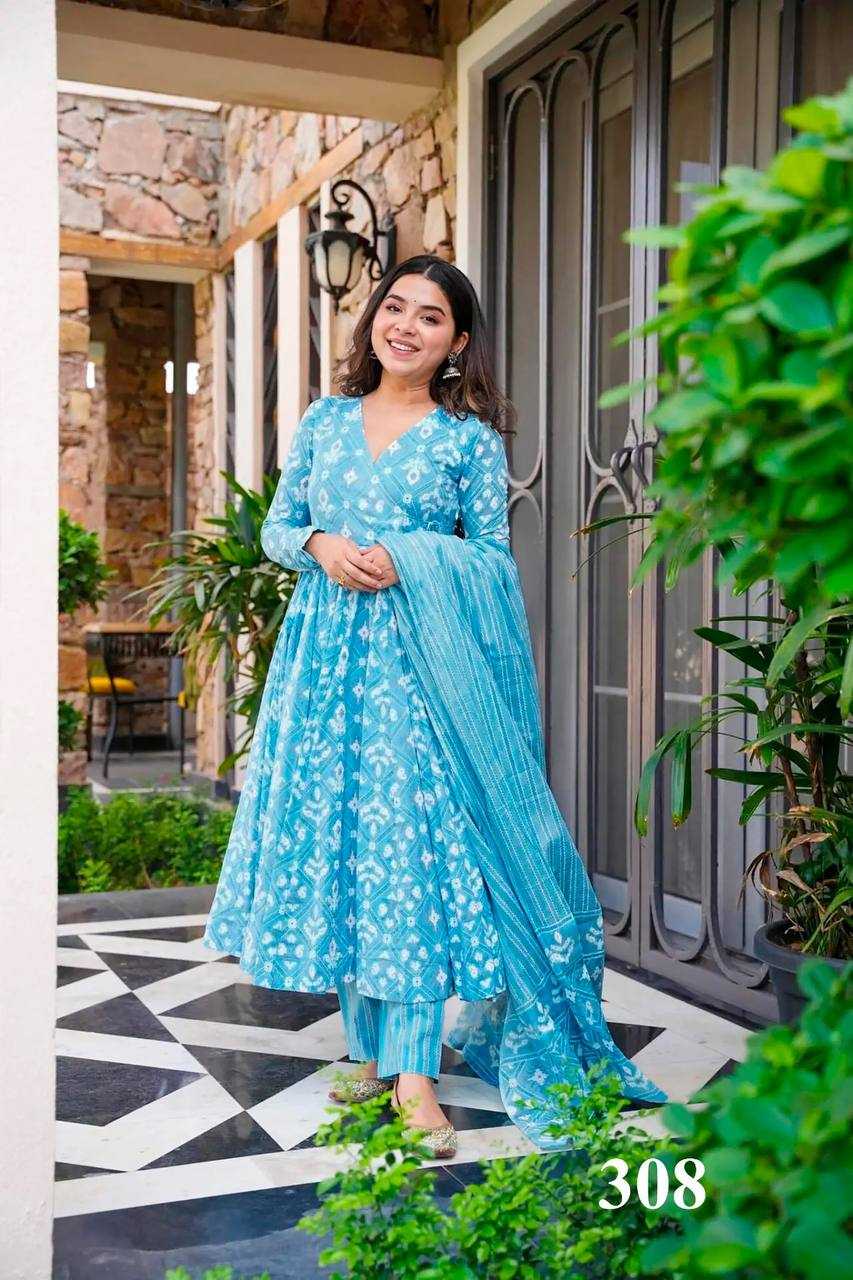 YNF MASLIN KSB 308 GOWNS WHOLESALE PRINTED ANARKALI GOWNS MANUFACTURER    