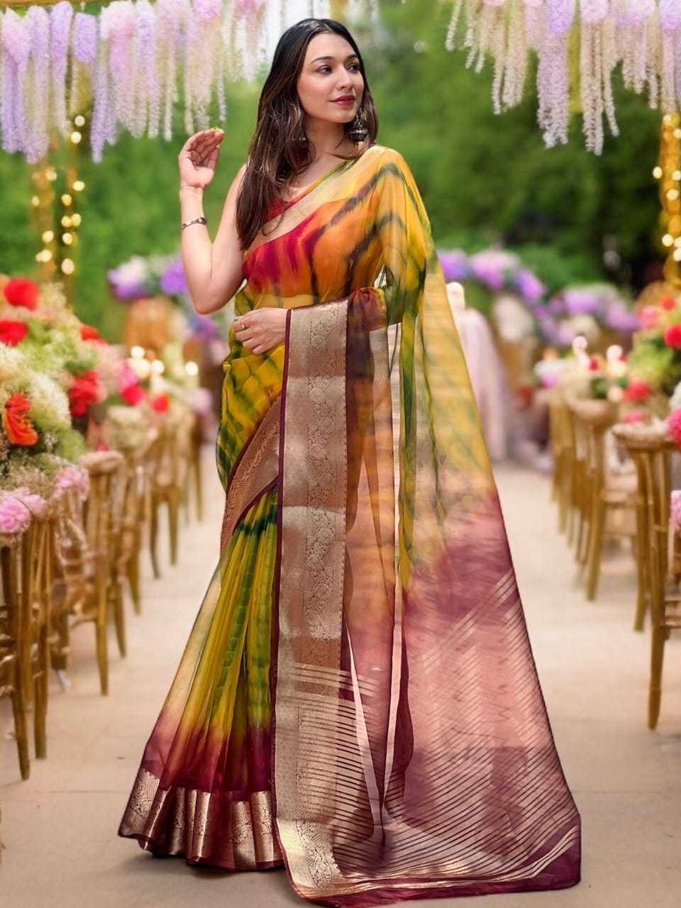 YNF ORGANZA MDR WOVEN SAREES WHOLESALE ORGANZA PRINTED LADIES SAREES MANUFACTURER