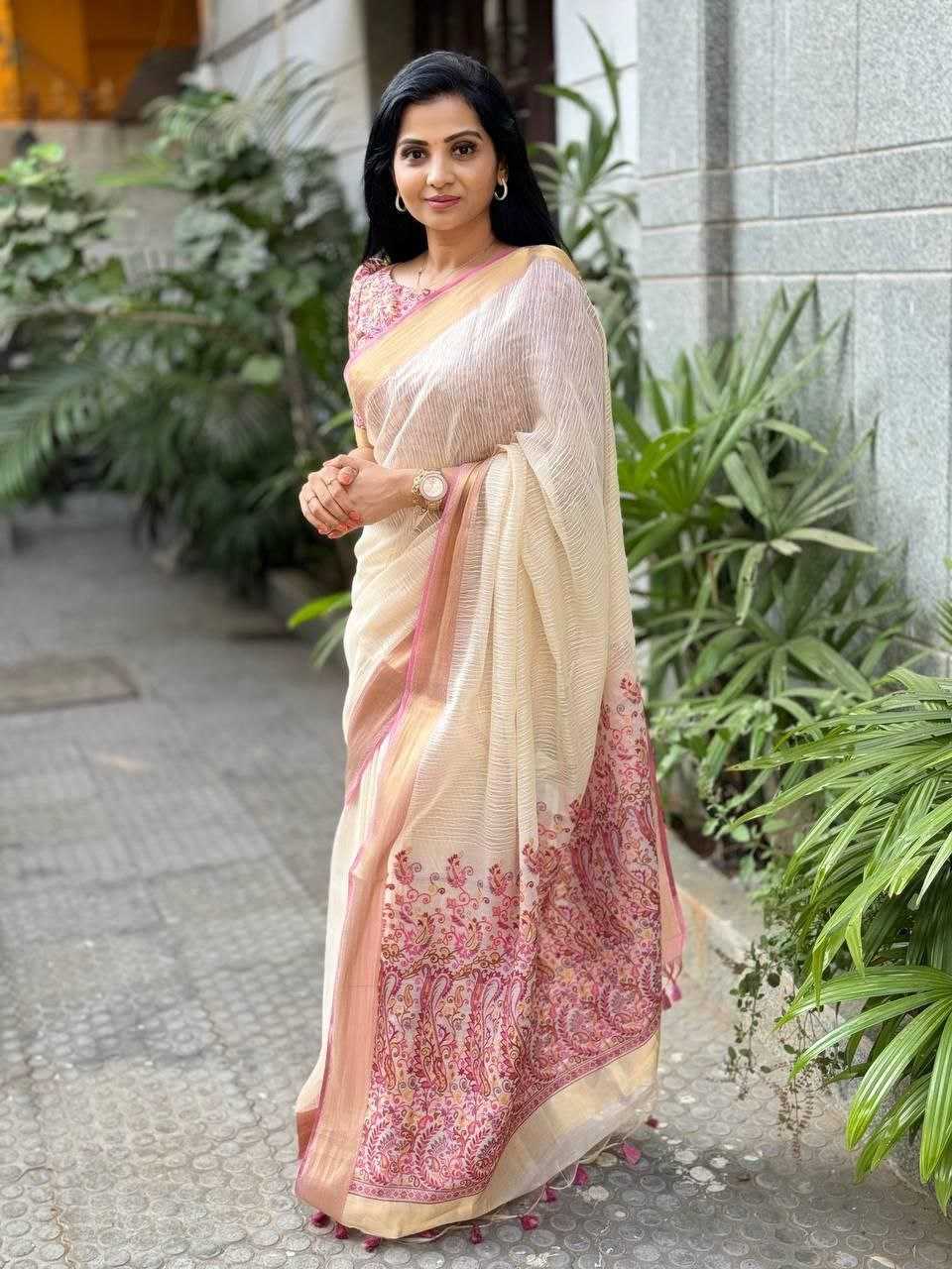 YNF RMA 395 LINEN SAREE WHOLESALE PRINTED, LADIES,INDIAN SAREE MANUFACTURER