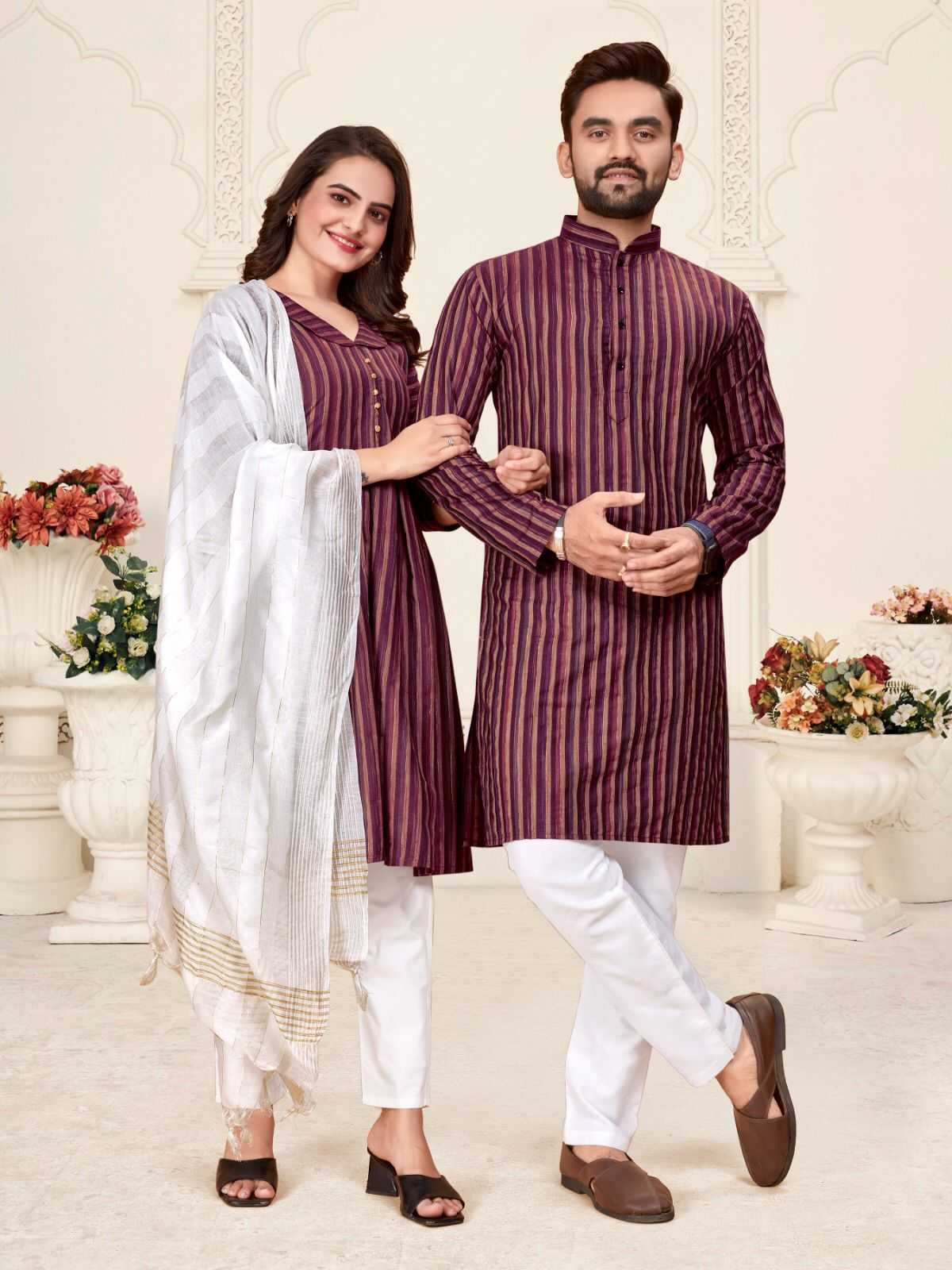 YNF COTTON WTX DHRUV-TARA COUPLE WEAR WHOLESALE MENS KURTA PAYJAM & FEMALE KURTIS BOTTOM MANUFACTURER