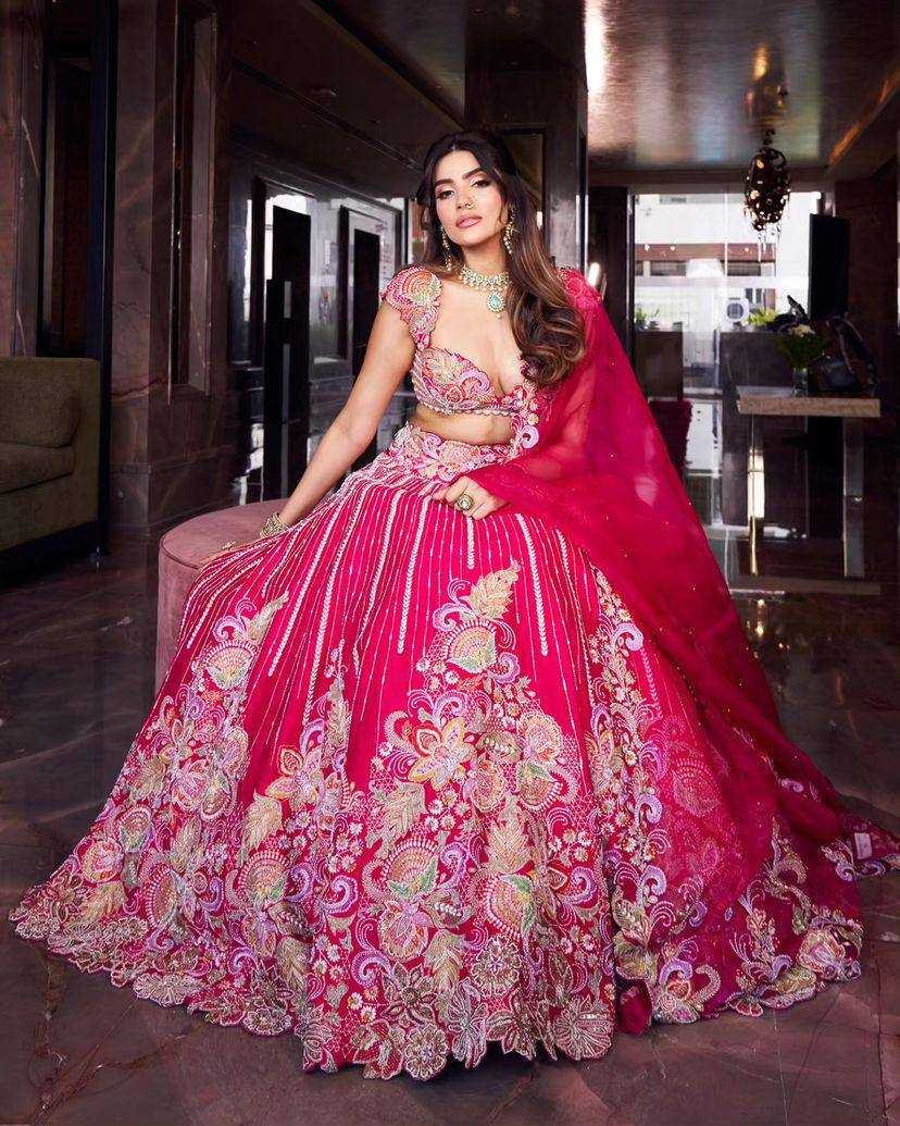 YNF FAUX GEORGETTE RIN108 1632 LEHENGAS WHOLESALE DESIGNER WEDDING EMBROIDERED LEHENGAS MANUFACTURER