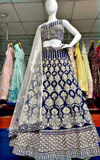 YNF GEORGETTE KPD 26 LEHENGAS WHOLESALE DESIGNER EMBROIDERED LEHENGAS MANUFACTURER