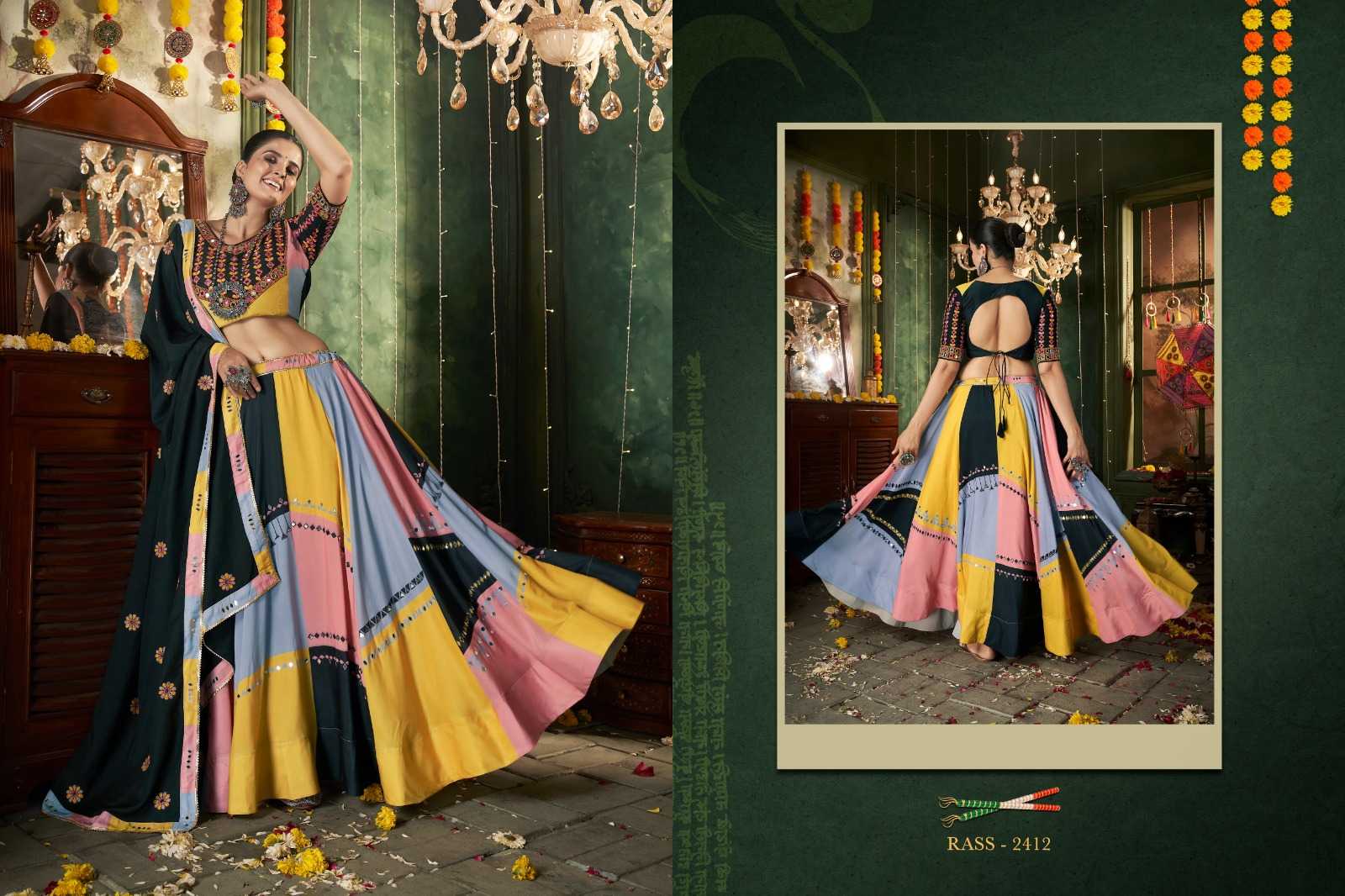 YNF MUSLIN COTTON RLH 2412 LEHENGAS WHOLESALE TRADITIONAL NAVRATRI CHANIYA CHOLI LEHENGAS EMANUFACTURER