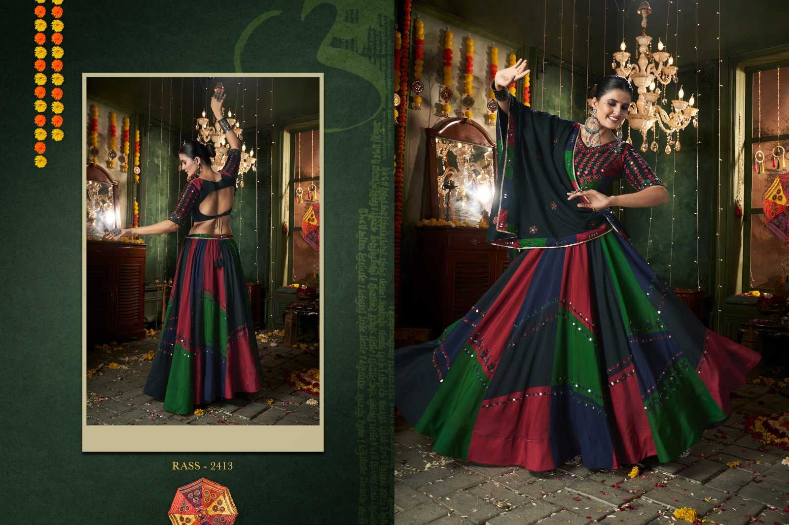 YNF MUSLIN COTTON RLH 2413 LEHENGAS WHOLESALE TRADITIONAL NAVRATRI CHANIYA CHOLI LEHENGAS EMANUFACTURER