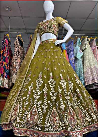 YNF NET KPD 31 LEHENGAS WHOLESALE DESIGNER WEDDING NET FANCY LEHENGAS MANUFACTURER