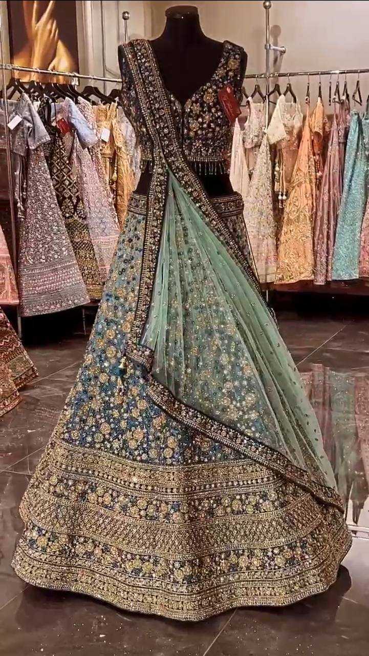 YNF CHINON SILK RIN108 1641 LEHENGAS WHOLESALE DESIGNER TRADITIONAL EMBROIDERED LEHENGAS MANUFACTURER