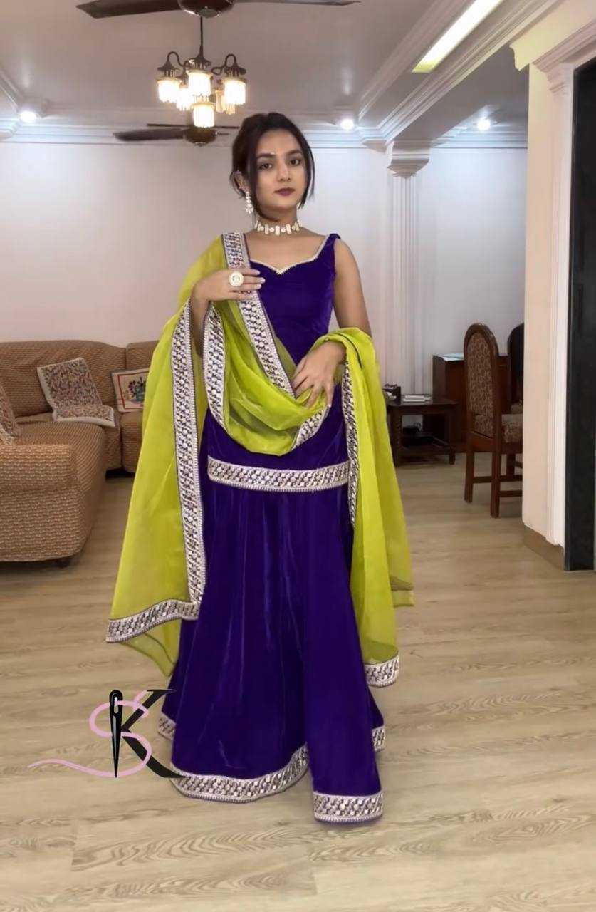 YNF VELVET KESH139 1658 SUITS & DRESSES WHOLESALE KASHMIRI VELVET PALAZZO LADIES SILK SUITS MANUFACTURER