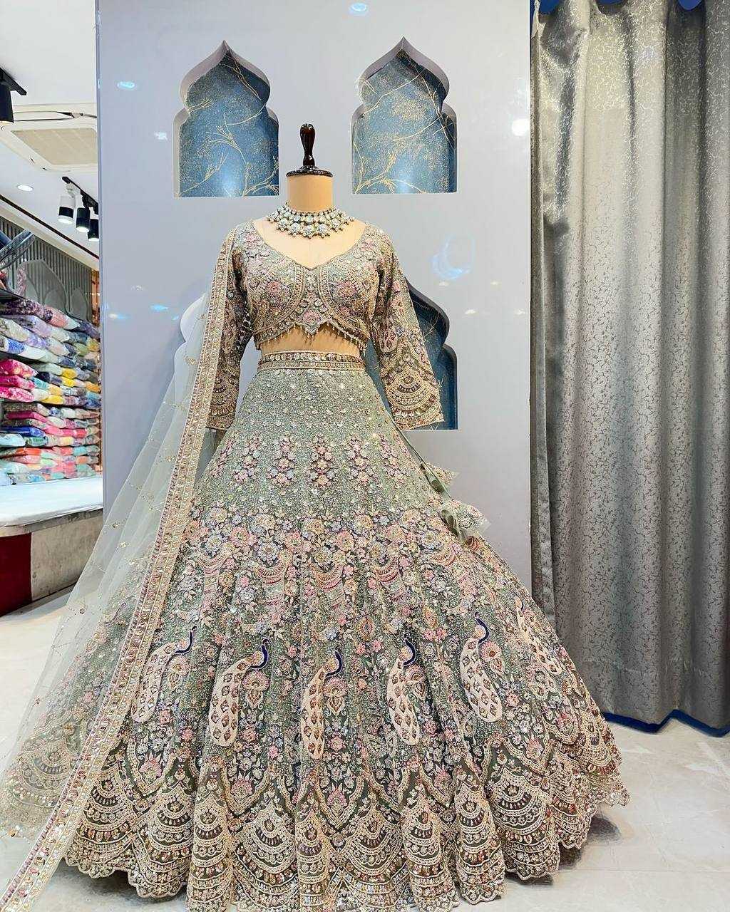 YNF BUTTERFLY NET RIN108 1676 LEHENGAS WHOLESALE DESIGGNER NET FANCY SEQUINS LEHENGAS MANUFACTURER