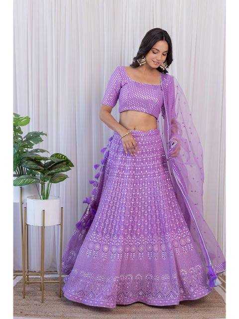 YNF FAUX GEORGETTE KESH164 L09 LEHENGAS WHOLESALE DESIGENR GEORGETTE WEDDING SEQUINS PURPLE LEHENGAS MANUFACTURER- Kapda Export