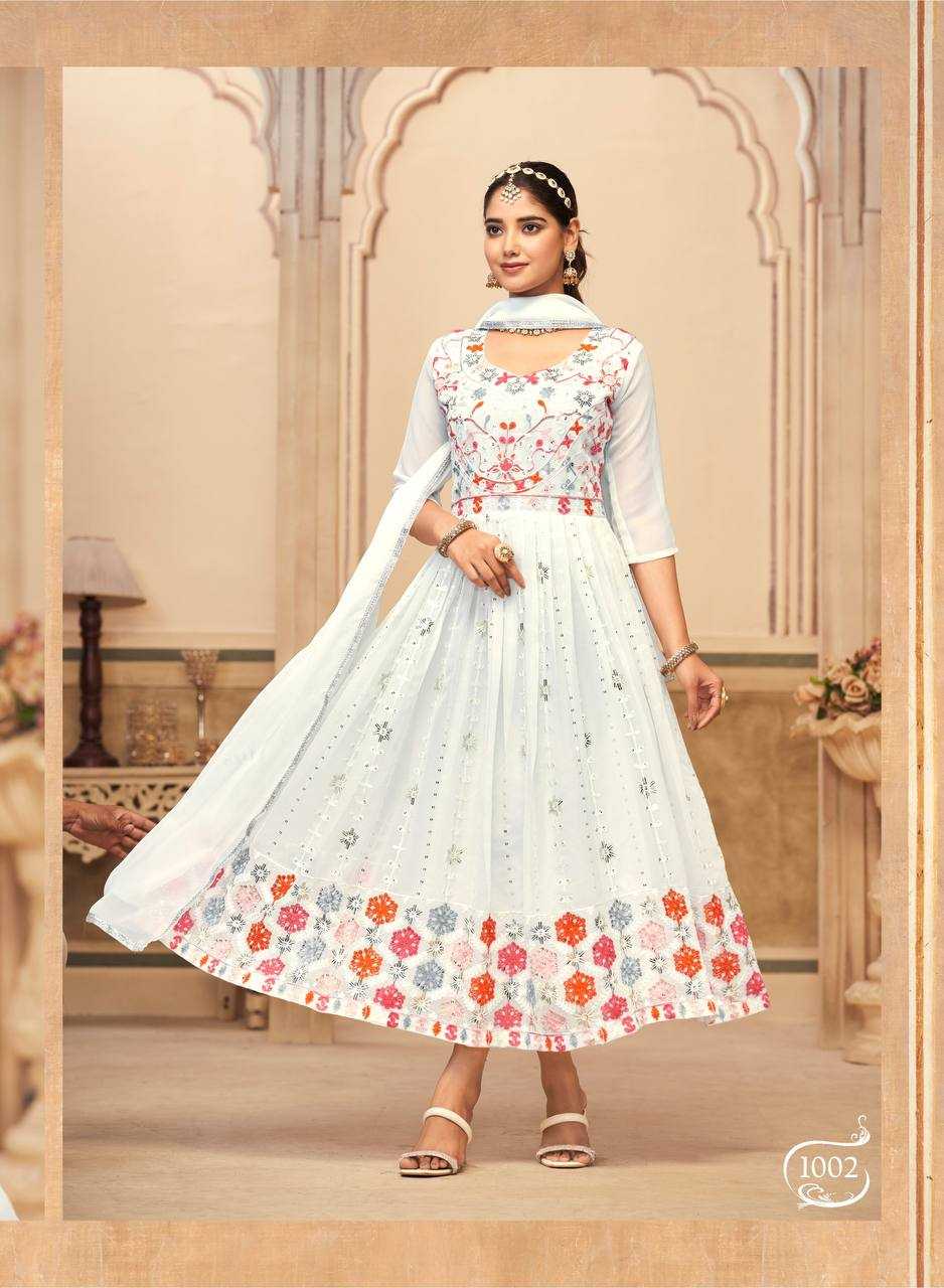 YNF FAUX GEORGETTE RIN131 RANG RASIYA GOWNS WHOLESALE GEORGETTE EMBROIDERY ANARAKLI WHITE GOWNS MANUFACTURER- Kapda Export