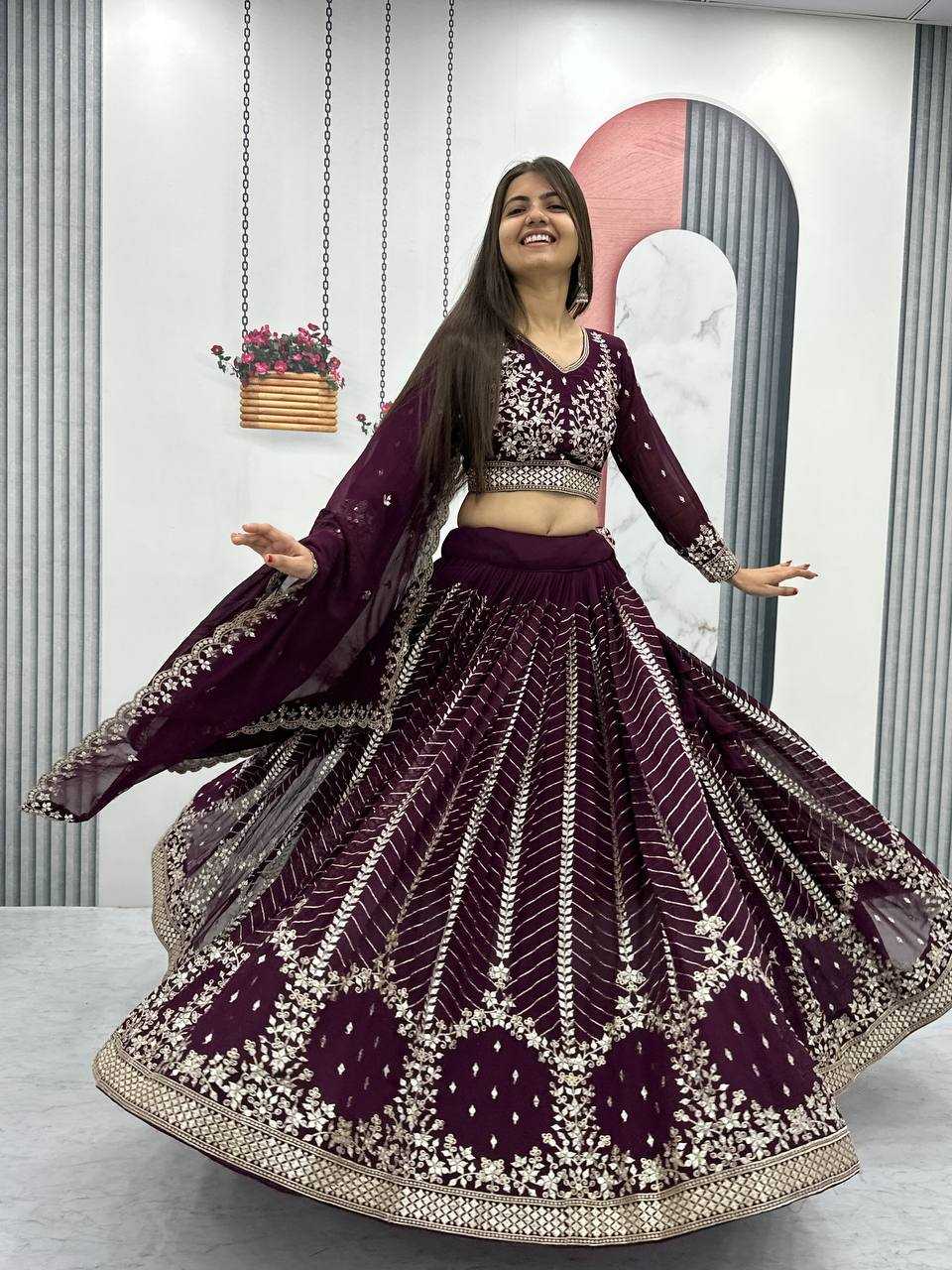 YNF GEORGETTE KESH119 020 LEHENGAS WHOLESALE WEDDING SEQUINS FANCY LEHENGAS MANUFACTURER