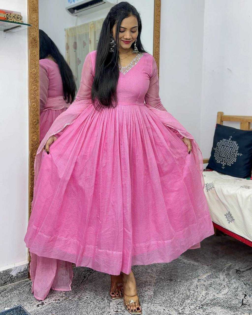 YNF KOTA CHEX RIN102 RCBA15 GOWNS WHOLESALE FANCY ANARKALI PINK GOWNS MANUFACTURER- Kapda Export