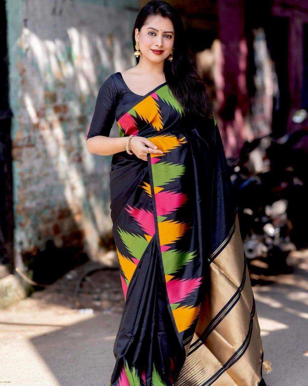 YNF LICHI SILK RIN179 769 SAREES WHOLESALE LADIES SILK BLACK ZARI BORDER WORK SAREES MANUFACTURER- Kapda Export