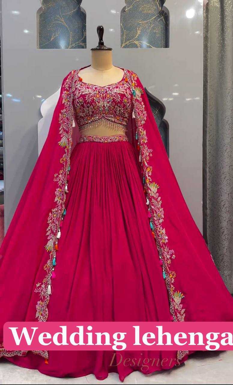 YNF MALAI SILK RIN114 5001 LEHENGAS WHOLESALE DESIGENR SILK WEDDING EMBROIDERED PINK LEHENGAS MANUFACTURER- Kapda Export