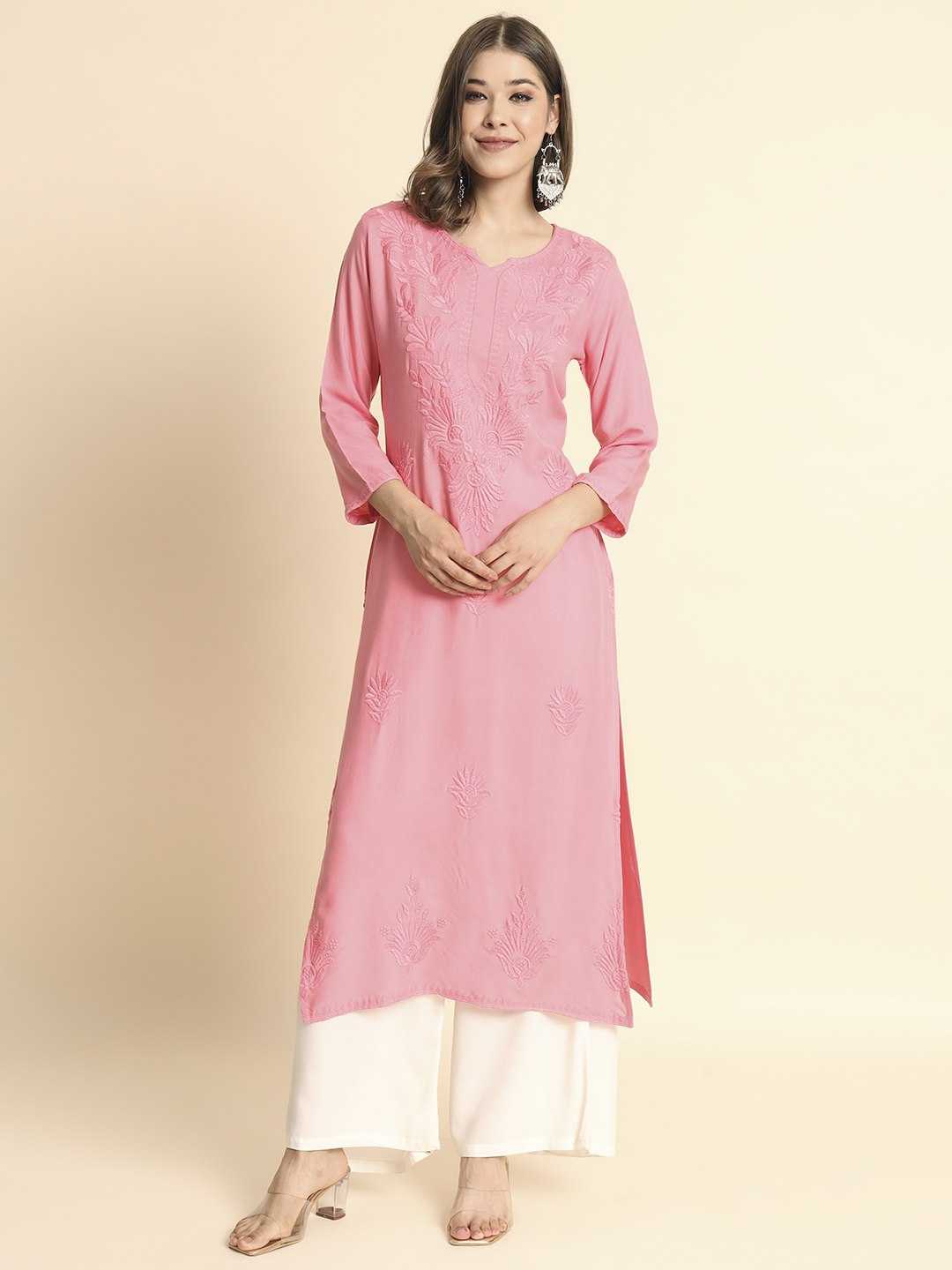 YNF RAYON RIN188 Adipurush KURTIS WHOLESALE LONG RAYON CHIKANKARI KURTIS MANUFACTURER- Kapda Export