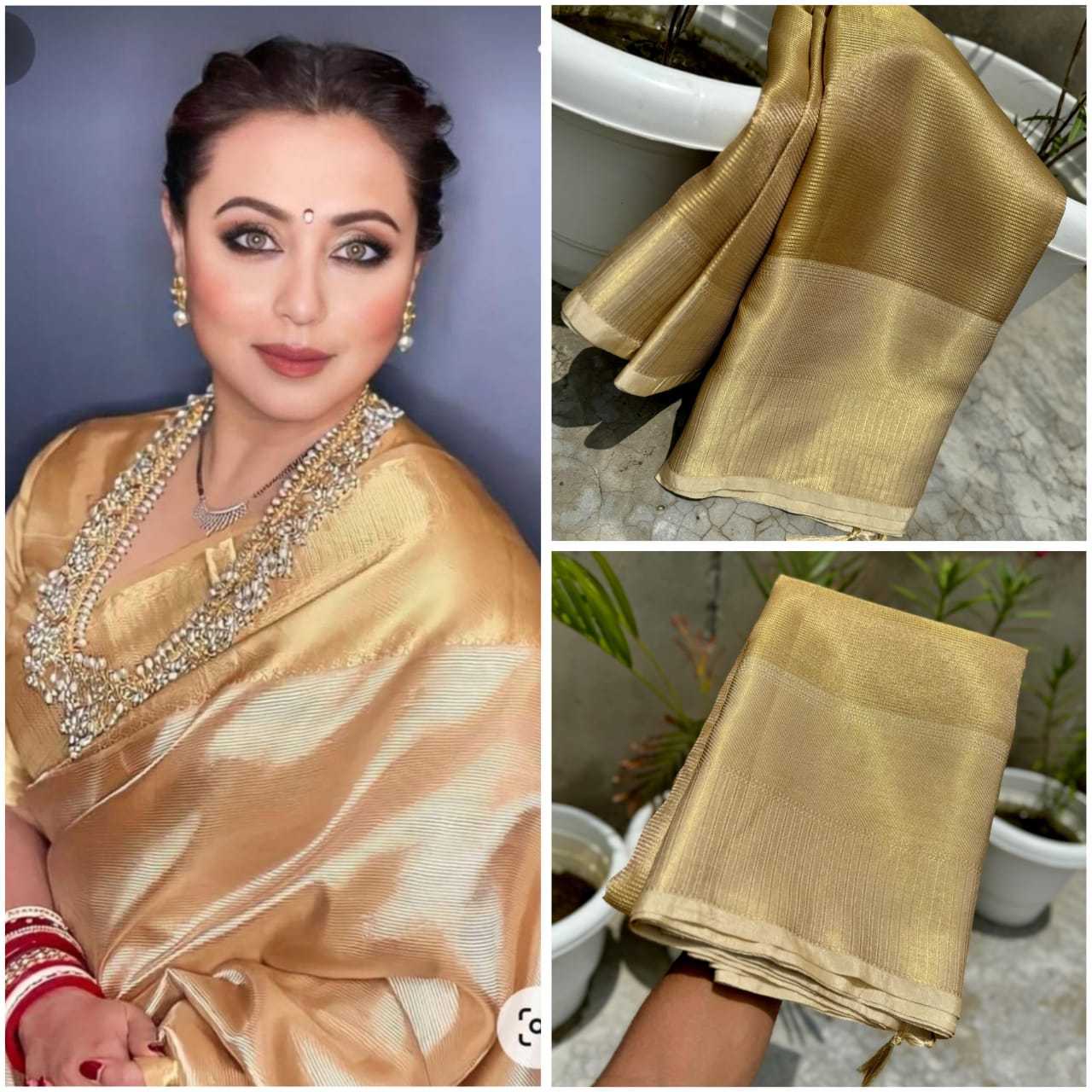 YNF TISSUE SILK KESH131 RANI MUKHERJEE Tissue Silk SAREES WHOLESALE TISSUE SILK PLAIN ZARI SAREES MANUFACTURER- Kapda Export