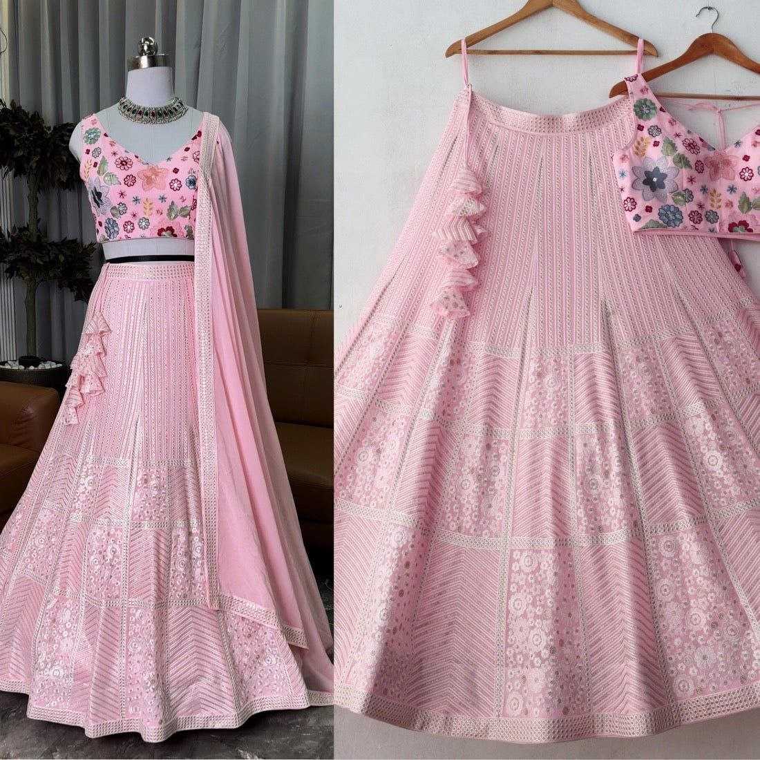 YNF VICHITRA SILK KESH179 AHB102 LEHENGAS WHOLESALE DESIGNER SILK EMBROIDERED PINK LEHENGAS MANUFACTURER