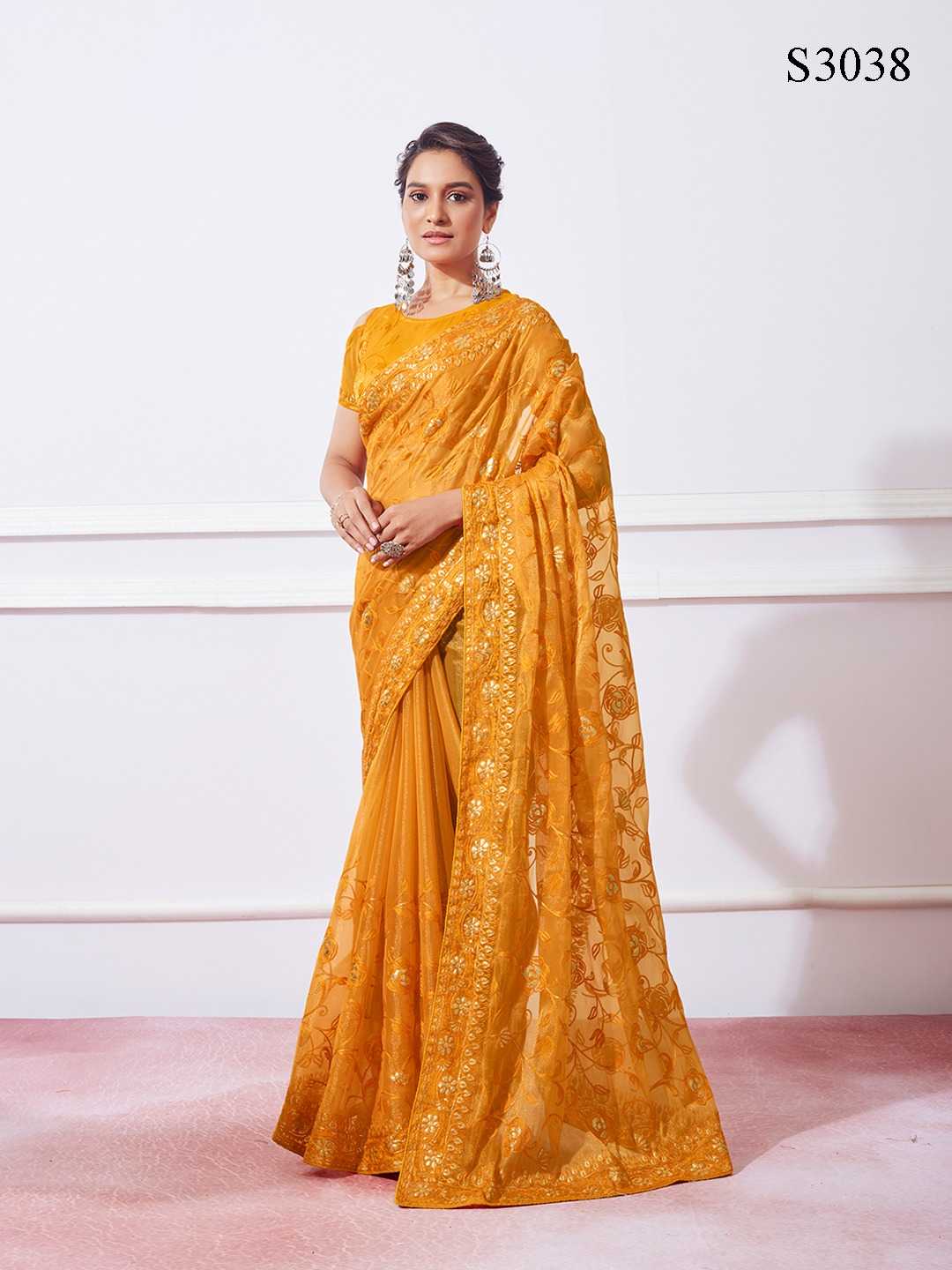 YNF ATTACHEAD KESH236 VANDINI S3038 SAREES WHOLESALE PARTY WEAR SEQUENCE EMBROIDERED SAREES EMBROIDERY SEQUENCE MANUFACTURER- Kapda Export