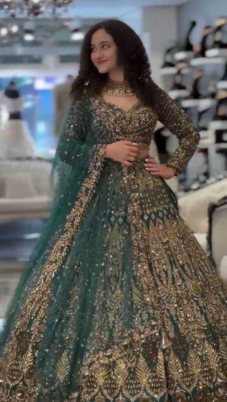 YNF BUTTERFIY NET RIN108 1693 LEHENGAS WHOLESALE WEDDING EMBROIDERED NET DESIGNER LEHENGAS MANUFACTURER- Kapda Export