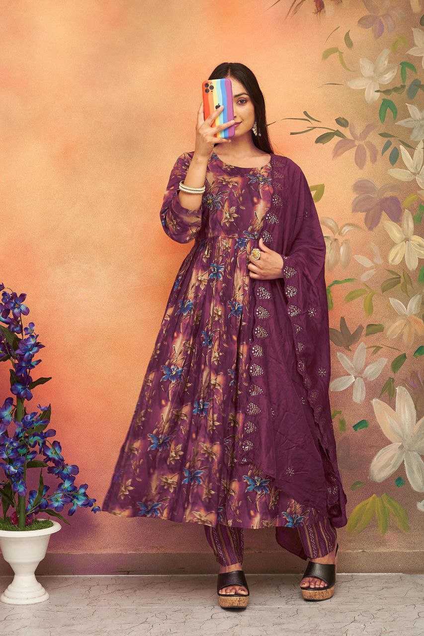 YNF CHANDER SILK KESH246 KANGANA SUITS & DRESSES WHOLESALE PRINTED ANARKALI CHANDERI SUITS MANUFACTURE- Kapda Export