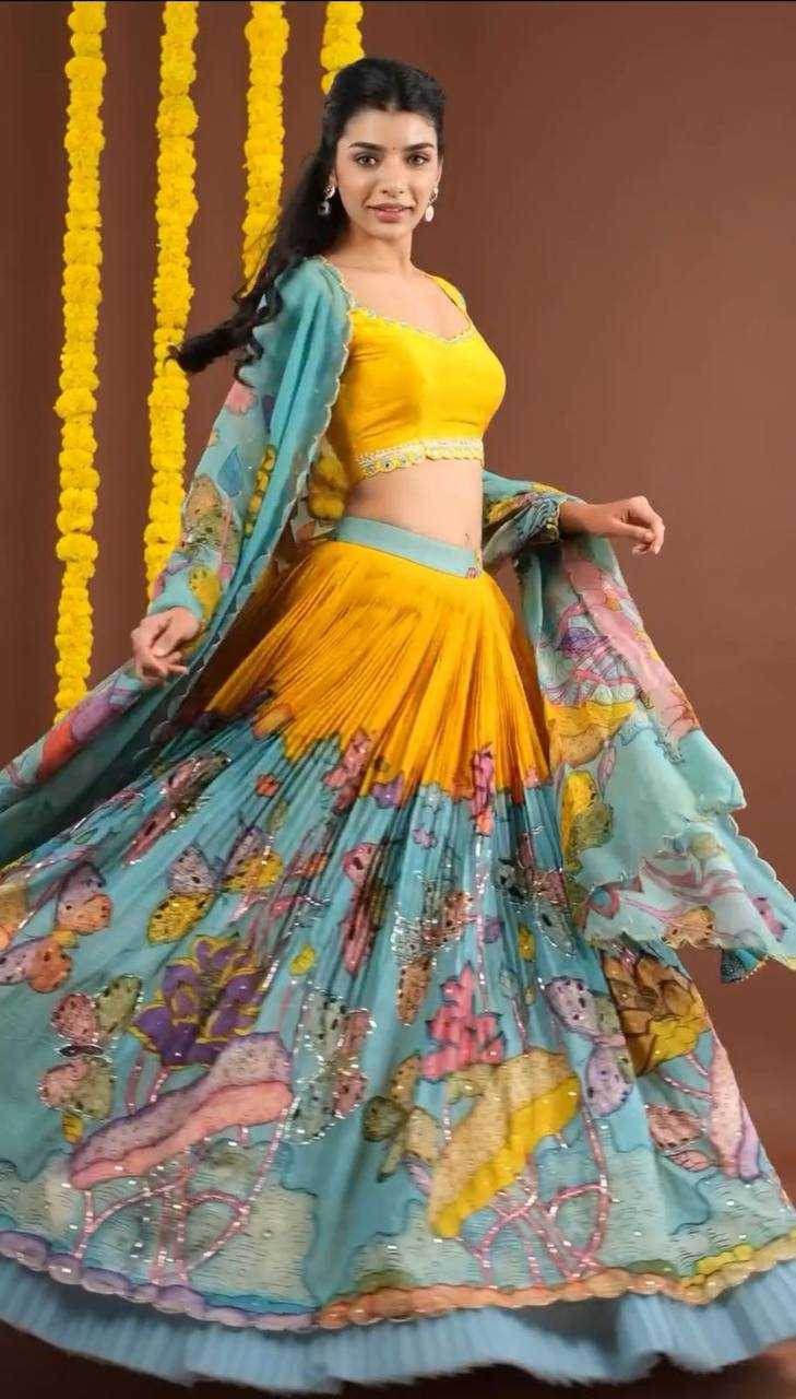 YNF CHENT CREPE KESH119 463 LEHENGAS WHOLESALE KALAMAKRI TRADITIONAL PRINTED LEHENGAS MANUFACTURERQ- Kapda Export