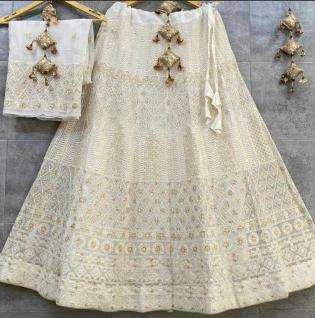 YNF CHIFFON KESH179 AHB109 LEHENGAS WHOLESALE DESIGNER WEDDING EMBROIDERED WHITE LEHENGAS MANUFACTURER- Kapda Export