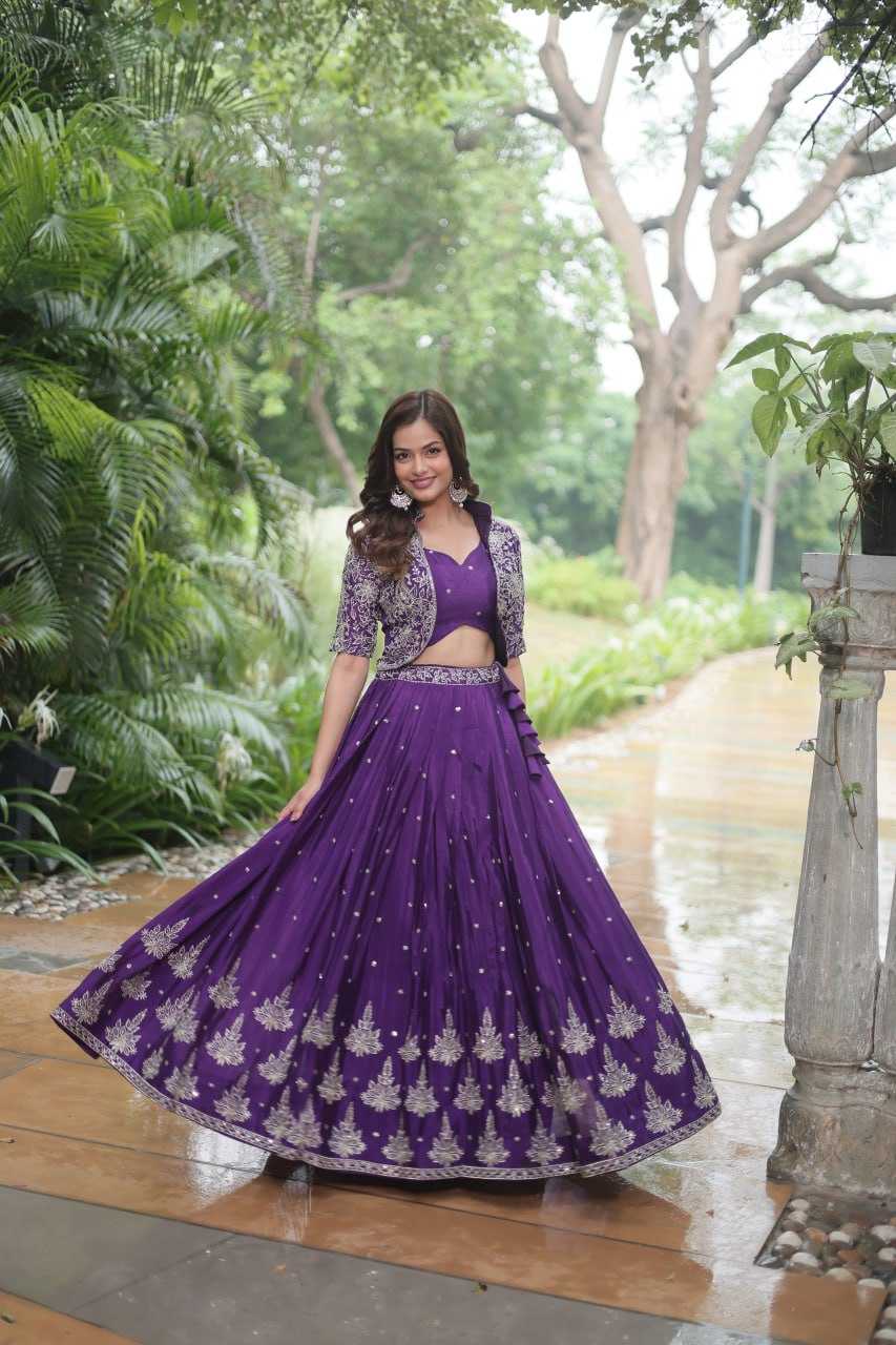 YNF CHINON KESH132 7128 LEHENGAS WHOLESALEJACKET STYLE WEDDING EMBROIDERED SQUNIS LEHENGAS MANUFACTURER- Kapda Export