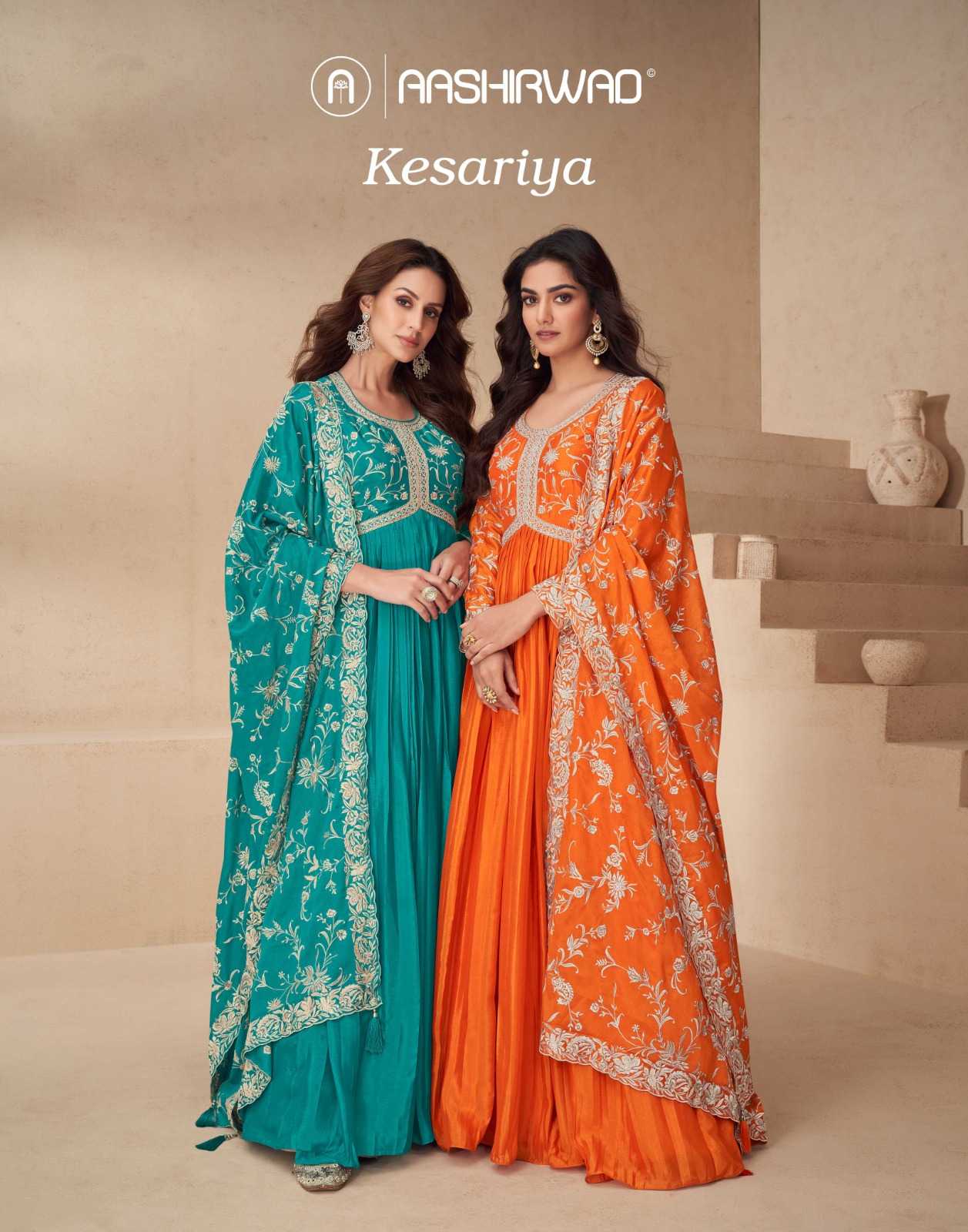 YNF CHINON SILK AASHIRWAD KESH233 KAYSERIA CLOTHING BRANDS WHOLESALE GOWN MANUFACTURER- Kapda Export