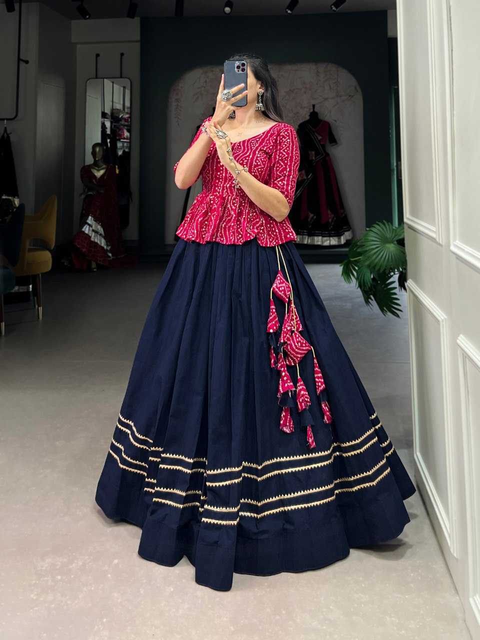 YNF COTTON KESH136 1325 LEHENGAS WHOLESALE GOTA PATTI CEOP TOP BLUE LEHENGAS MANUFACTURER- Kapda Export