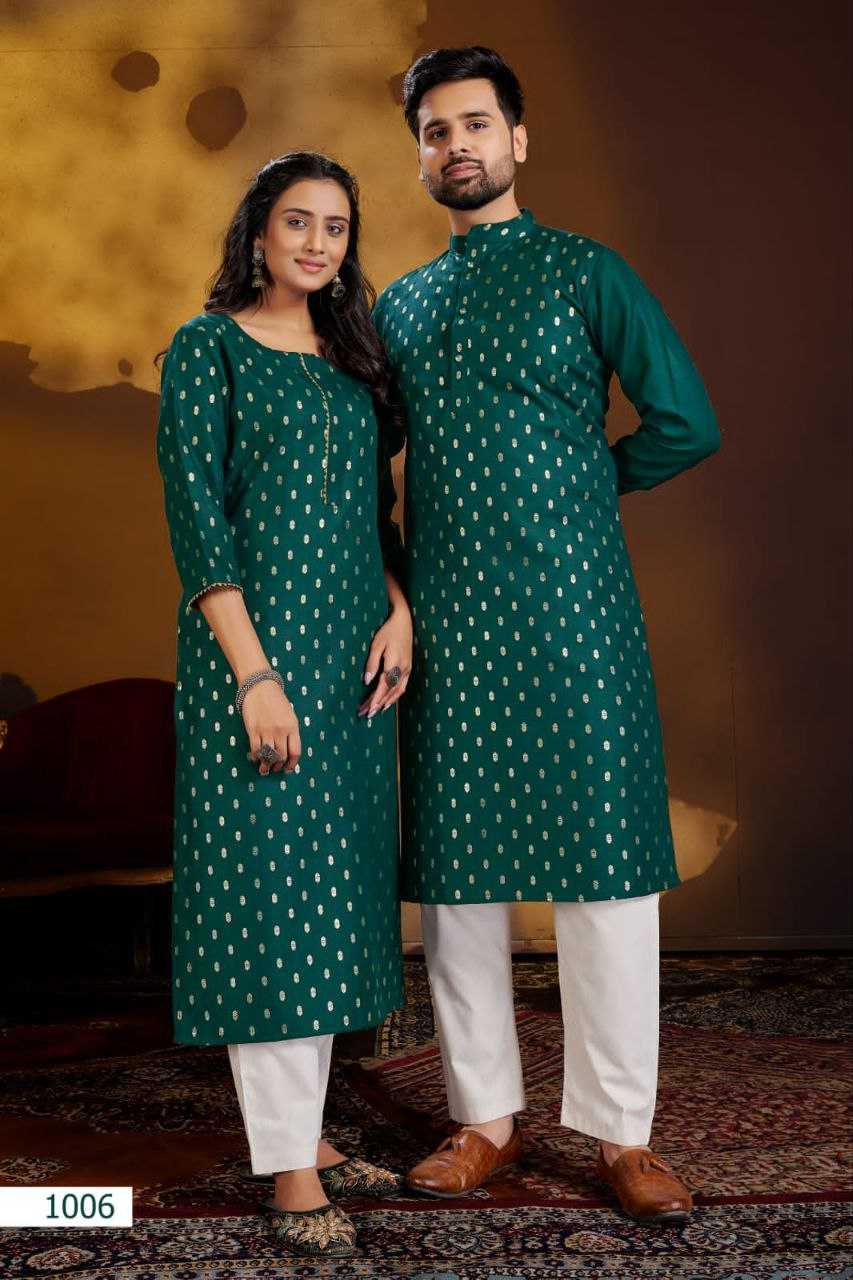 YNF COTTON KESH246 Couple Dream COUPLE WEAR WHOLESALE MENS KURTA PAYJAM & FEMALE KURTIS BOTTOM MANUFACTURER- Kapda Export