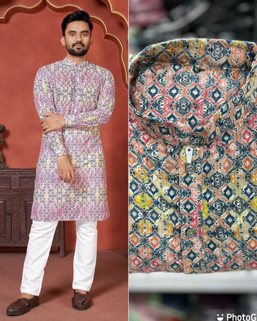 YNF COTTON KESH246 Schiffli 2.0 MENS WEAR WHOLESALE MEN COTTON KURTA MEN CHIKAN KURTA MANUFACTURER- Kapda Export