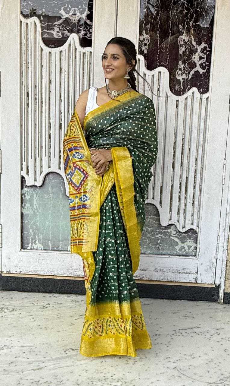 YNF COTTON SILK KESH117 RWC80 SAREES WHOLESALE COTTON BANDHANI JACQUARD SILK SAREES MANUFACTURER- Kapda Export