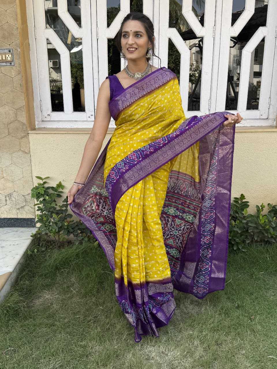 YNF COTTON SILK KESH117 RWC83 SAREES WHOLESALE COTTON BANDHANI JACQUARD SILK YELLOW SAREES MANUFACTURER- Kapda Export