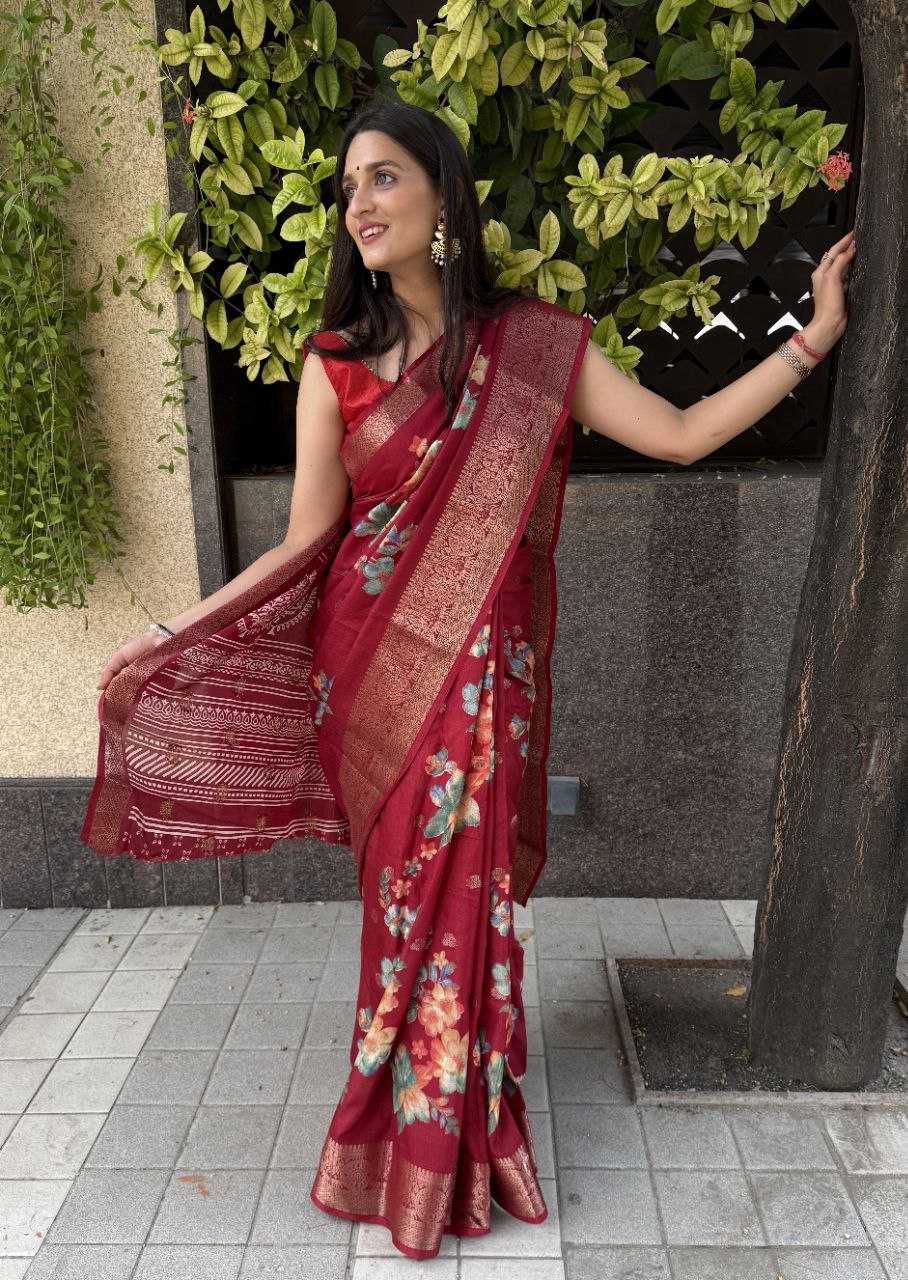 YNF DOLA SILK KESH117 RWC32 SILK SAREES WHOLESALE DOLA SILK ZARI BORDER SILK PRINTED RED SAREES MANUFACTURER- Kapda Export