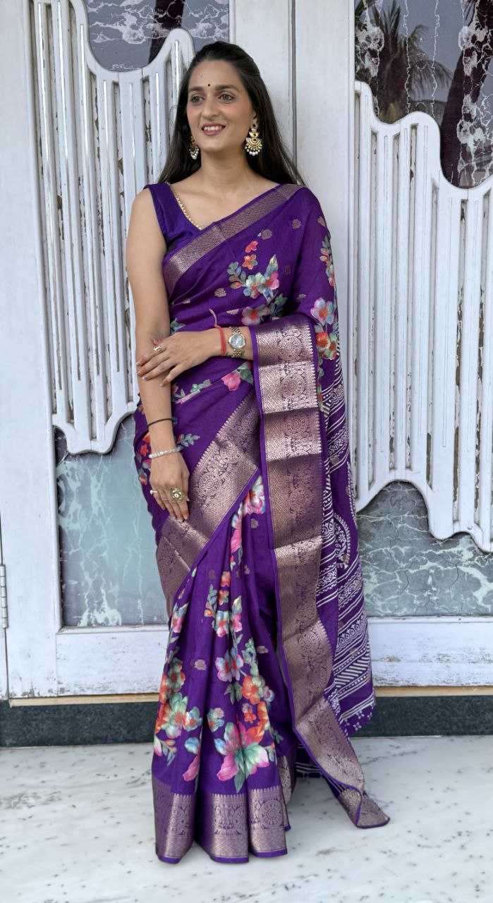 YNF DOLA SILK KESH117 RWC36 SILK SAREES WHOLESALE DOLA SILK ZARI BORDER SILK PRINTED PURPLE SILK SAREES MANUFACTURER- Kapda Export