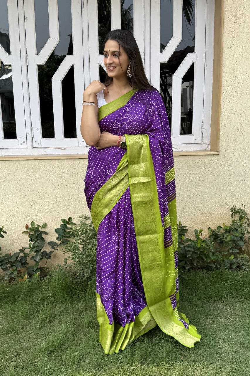 YNF DOLA SILK KESH117 RWC41 SILK SAREES WHOLESALE DOLA SILK ZARI BORDER SILK UNIFORM BANDHANI PURPLE SILK SAREES MANUFACTURER- Kapda Export