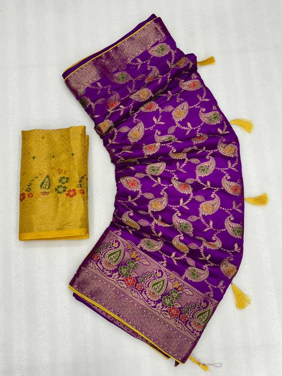 YNF DOLA SILK KESH213 RIN07 SAREES WHOLESALE DOLA SILK ZARI BORDER SILK PURPLE WEDDING OUTFITS SAREES MANUFACTURER- Kapda Export