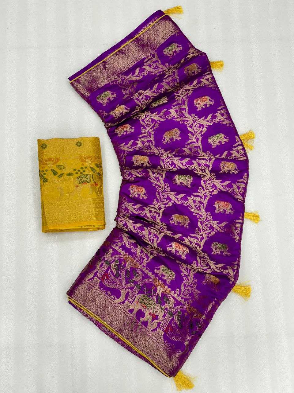 YNF DOLA SILK KESH213 RIN08 SILK SAREES WHOLESALE DOLA SILK ZARI BORDER SILK PURPLE WEDDING OUTFITS SAREES MANUFACTURER- Kapda Export