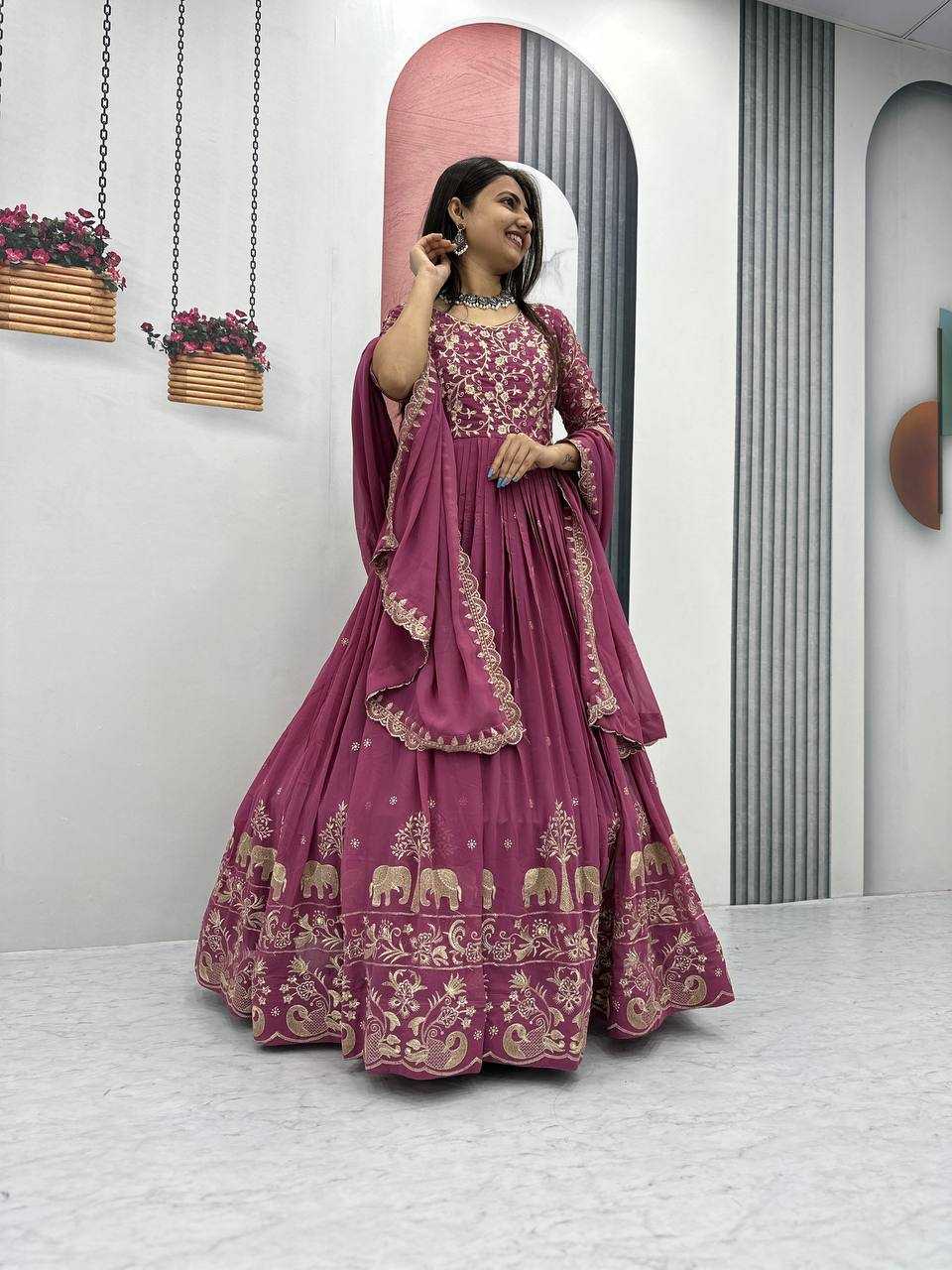 YNF FAUX GEORGETTE KESH120 108 GOWNS WHOLESALE WEDDING EMBROIDERY GEORGETTE WEDDING GOWNS MANUFACTURER- Kapda Export