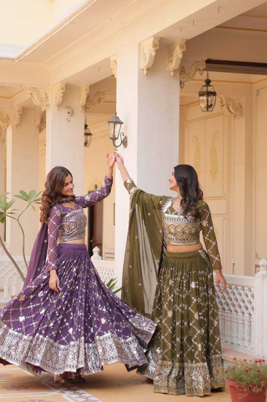 YNF FAUX GEORGETTE KESH127 061 LEHENGAS WHOLESALE GEORGETTE ZARI WORK SEQUNIS PURPLE LEHENGAS MANUFACTURER- Kapda Export