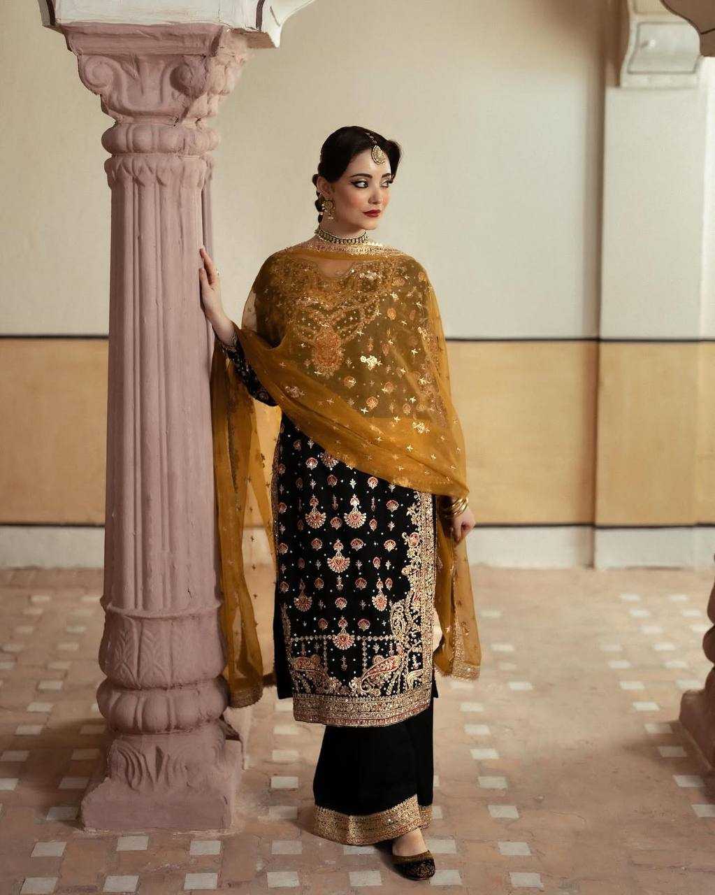 YNF FAUX GEORGETTE KESH159 1315 SUITS & DRESSES WHOLESALE PAKISTANI EMBROIDERY GEORGETTE BLACK SUITS MANUFACTURE- Kapda Export