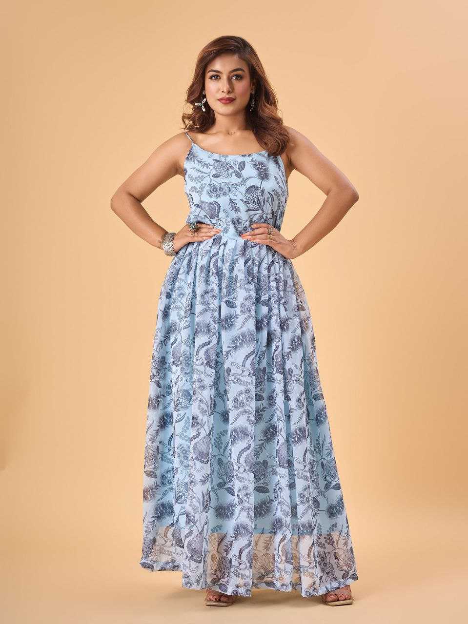 YNF FAUX GEORGETTE KESH243 1023 GOWNS WHOLESALE PRINTED GEORGETTE LONG PARTY WEAR GOWNS MANUFACTURER- Kapda Export