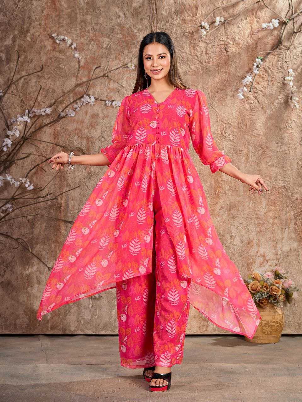 YNF FAUX GEORGETTE KESH243 1024 KURTIS WHOLESALE KURTIS WITH BOTTOM PRINTED FANCY GEORGETTE KURTIS MANUFACTURER- Kapda Export