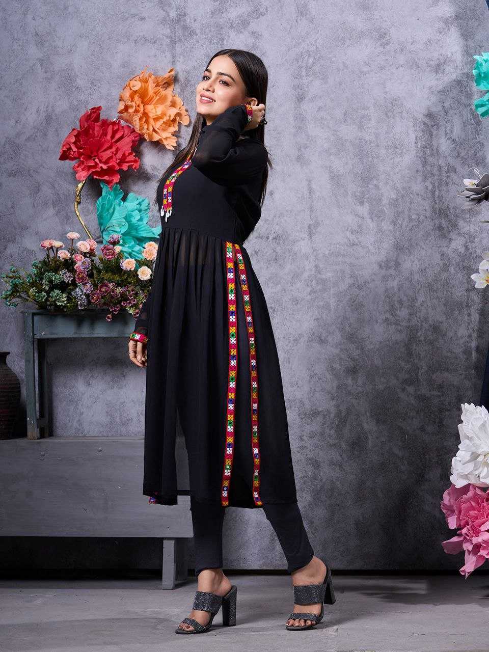 YNF FAUX GEORGETTE KESH243 1026 KURTIS WHOLESALE FANCY LONG BLACK GEORGETTE KURTIS MANUFACTURER- Kapda Export