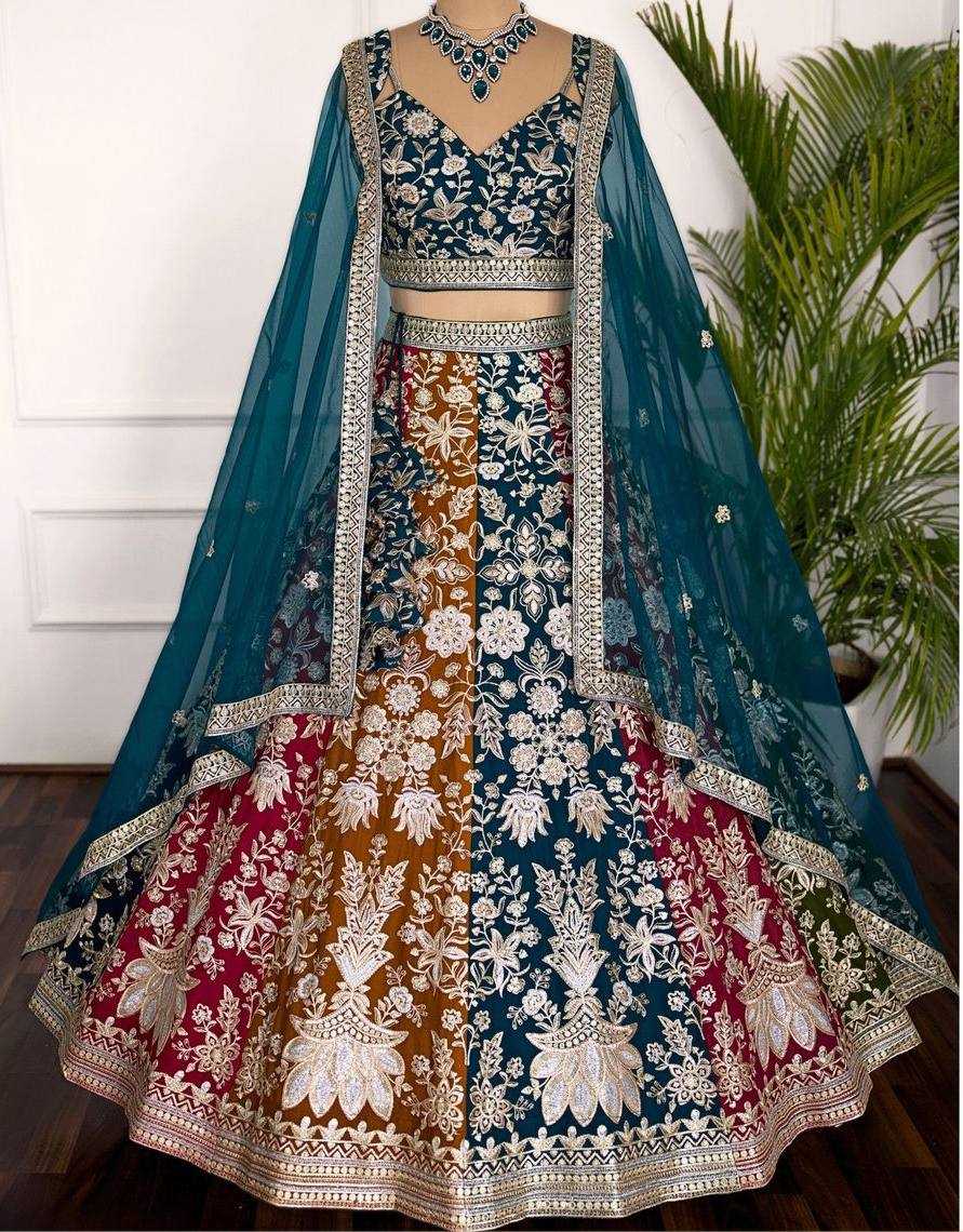 YNF FAUX GEORGETTE RIN114 5053 LEHENGAS WHOLESALE GEORGETTE DESIGNER WEDDING EMBROIDERED SEQUINS LEHENGAS MANUFACTURER- Kapda Export