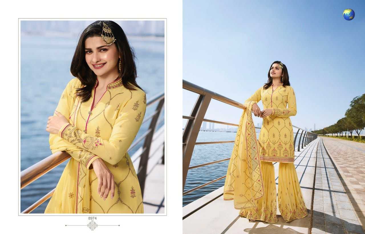 YNF FAUX GEORGETTE RIN131 8974 SUITS & DRESSES WHOLESALE SHARARA EMBROIDERY GEORGETTE YELLOW SALWAR SUITS MANUFACTURE- Kapda Export