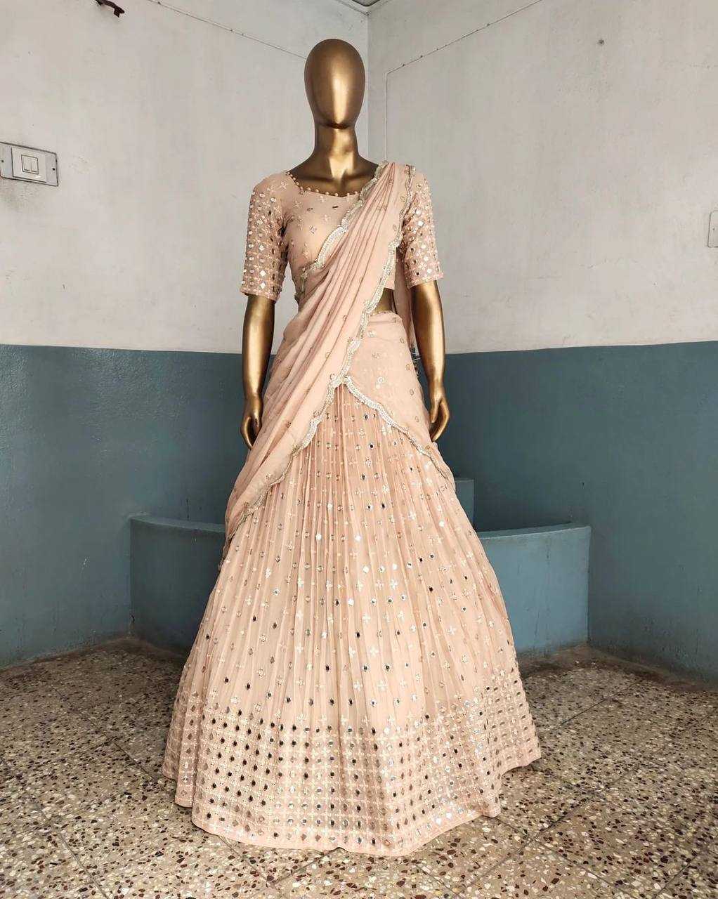 YNF FAUX GEORGETTE RIN162 310 LEHENGAS WHOLESALE GEORGETTE WEDDING EMBROIDERED SQUNIS LEHENGAS MANUFACTURER- Kapda Export